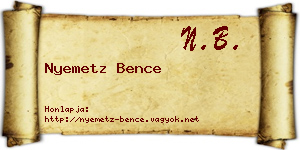 Nyemetz Bence névjegykártya